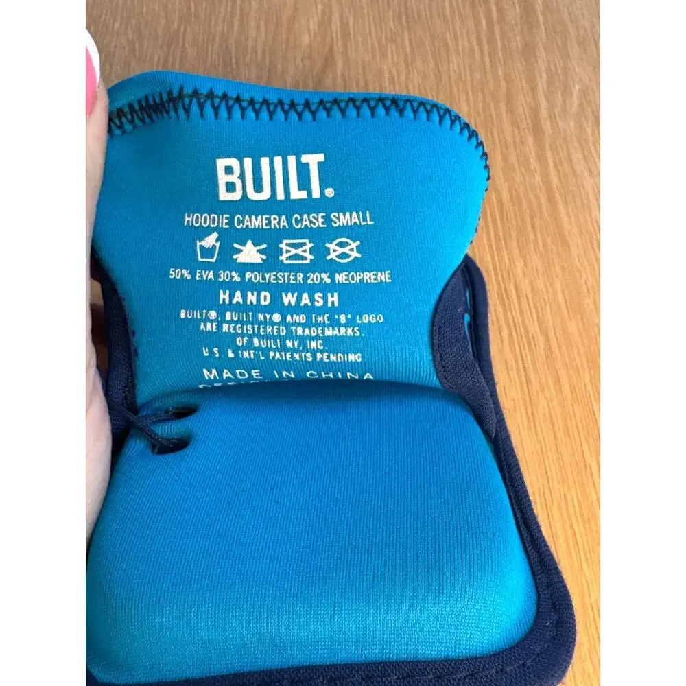 BUILT Hoodie Camera Case Blue Smoke Swirl Hard Soft Neoprene Size Small